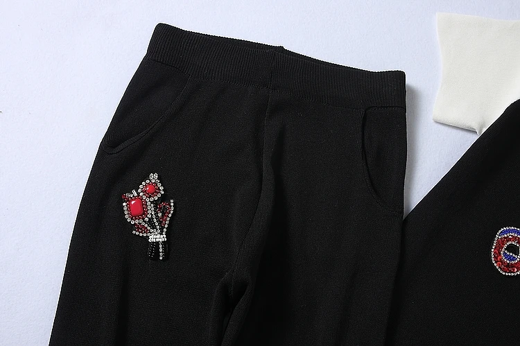 ALPHALMODA, модный летний свитер с аппликацией букв, топы+ штаны с цветочным принтом, женские вязаные костюмы из 2 предметов, стильные милые комплекты