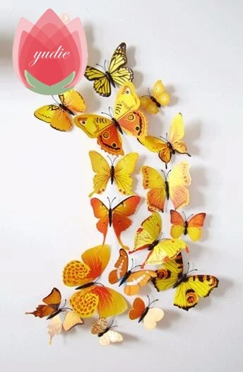 12 шт. DIY Реалистичные 3D многоцветные бабочки на магните на холодильник, магнитные наклейки на стену для детской комнаты, кухни, украшения для дома, Бесплатный клей