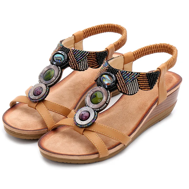 Women sandals 2019 new Flats Sandals Summer Shoes Bohemia Style Flip Flops Beach Women's beach slipper 41 | Обувь