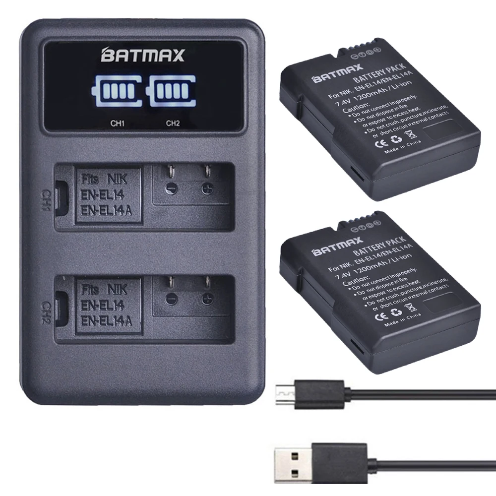 2 шт. EN EL14 ENEL14 EL14A батарея для камеры + LED двойное зарядное устройство USB Nikon P7800 D5300