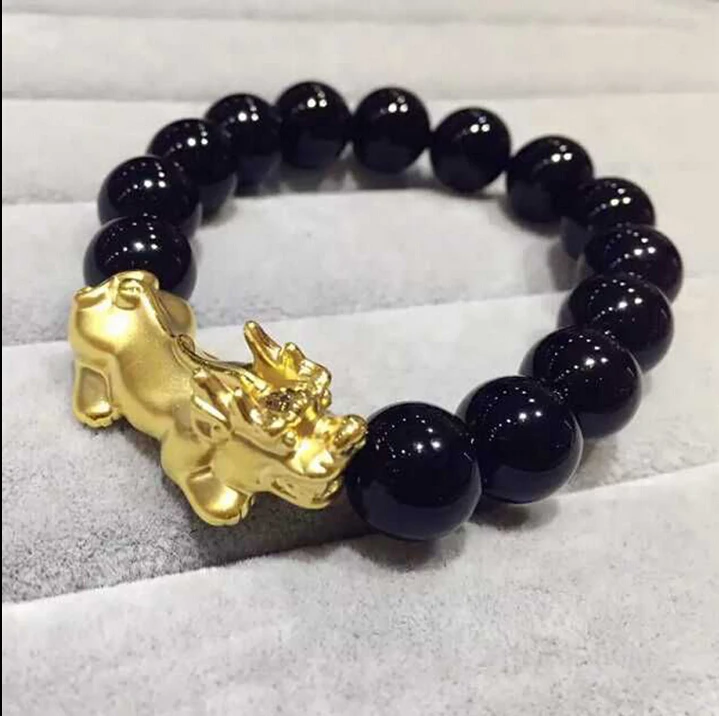 Горячая продажа 999 24k желтое золото 3D PIXIU черный браслет 1g|black bracelet|bracelet braceletbracelet