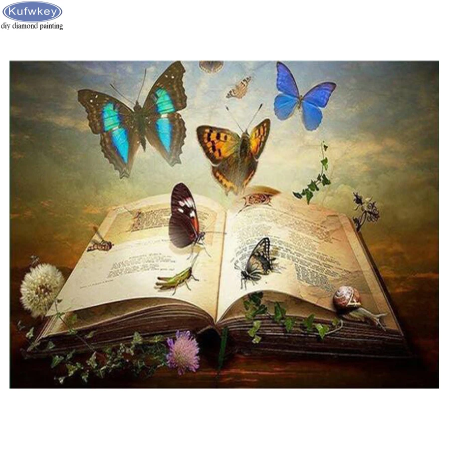 Полная алмазная живопись в виде книги с бабочками планшетов 5d своими руками