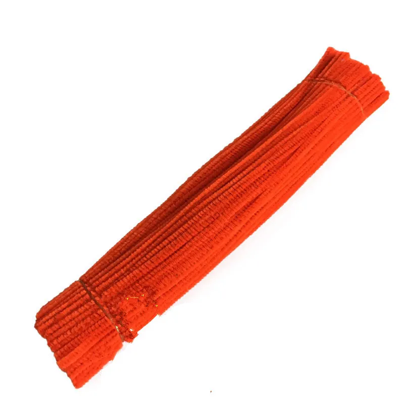 Orange Red 100 шт 30 см синель стебли трубы Очистители дети плюшевая обучающая игрушка красочные трубы очиститель игрушки ручная работа, сделай сам, ремесло поставки - Цвет: Orange Red