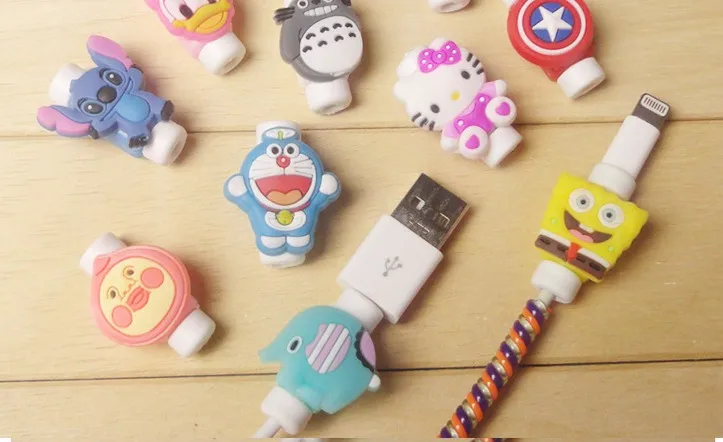 100 шт мультяшный кабель протектор usb зарядка линия передачи данных защитные рукава кабель Winer для iPhone 5S 6s Ipad mini