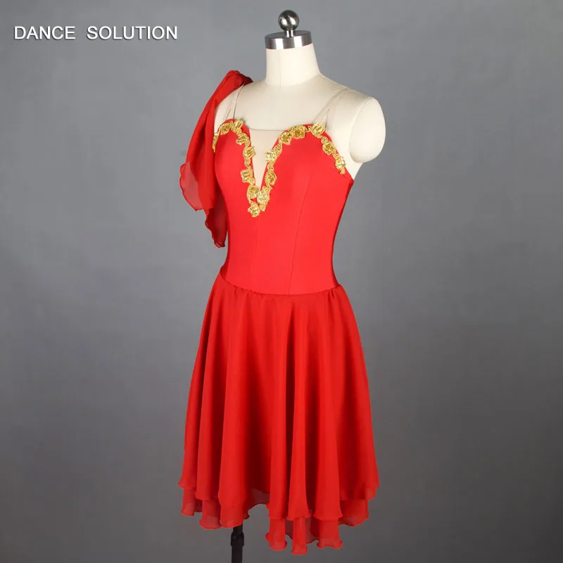 Балетное платье из красного спандекса шифоновое высокого качества для женщин и