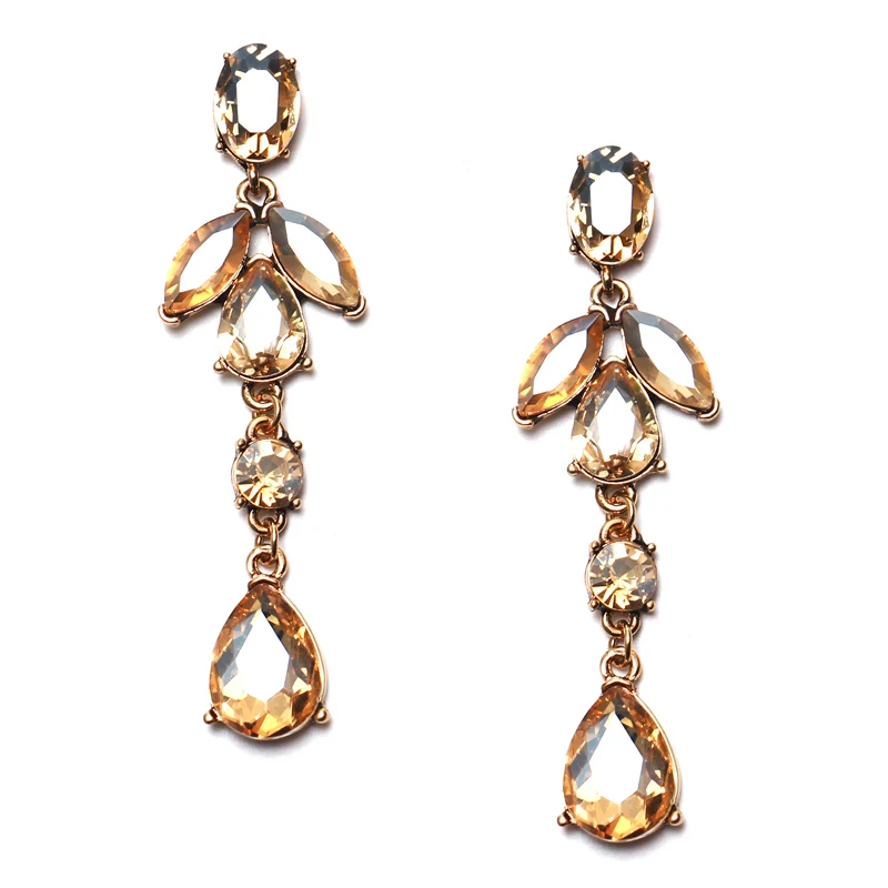 Fashion Jewelry 2017 Vintage Big Long Glass Crystal Earring Femme Bridal Wedding Drop Earrings For Women brincos pendientes | Украшения и