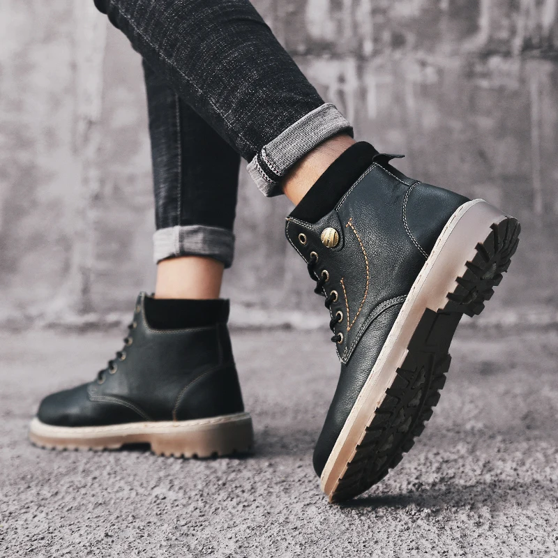 Демисезонный Мужские ботинки чёрный коричневый человек Рабочая защитная Обувь