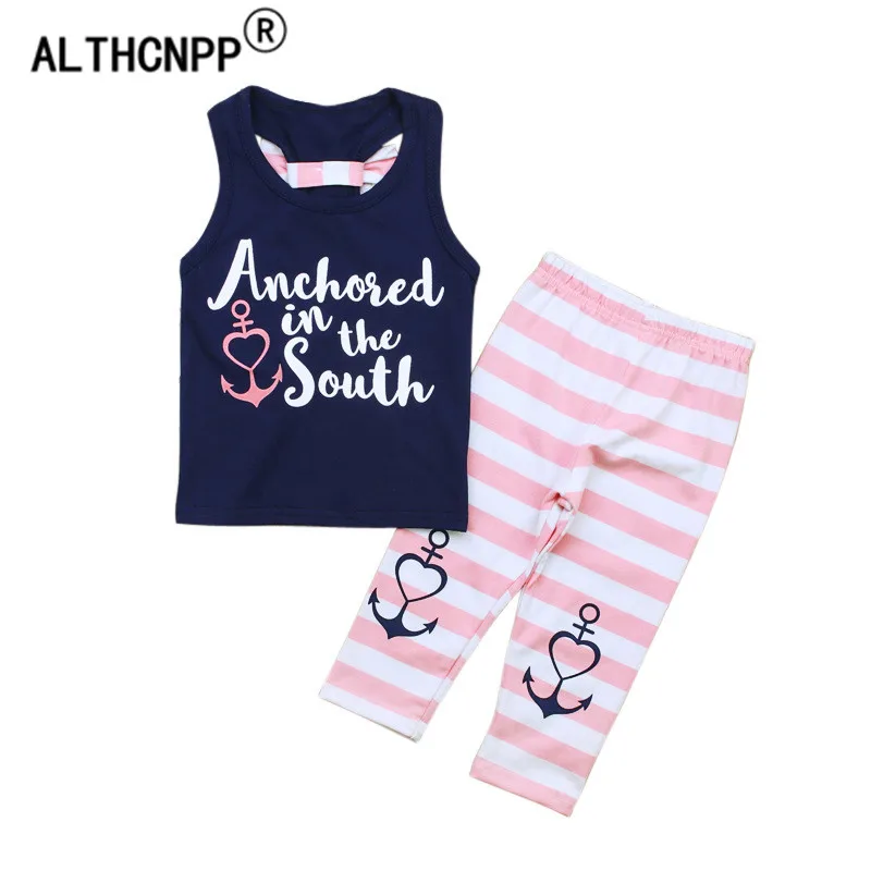 Детская одежда для девочек Летний жилет без рукавов топ с буквенным принтом и