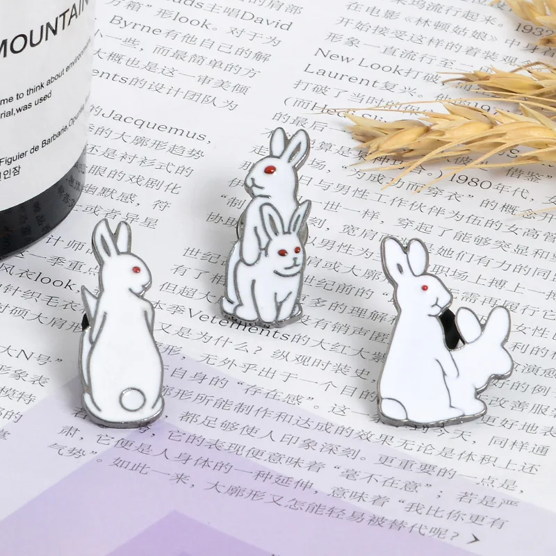 Женская эмалированная брошь MINGQI прикольная белая в виде животных прищепка для