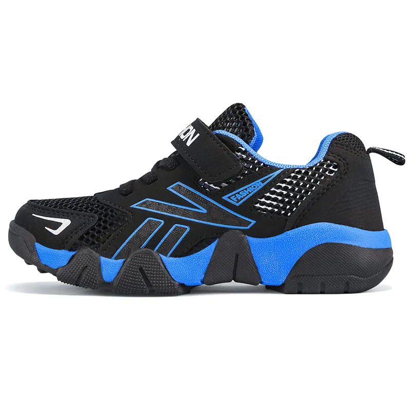 Весенне-Осенняя детская обувь, спортивная обувь для мальчиков, модная брендовая повседневная детская обувь, кроссовки для тренировок на открытом воздухе, дышащая обувь для мальчиков - Цвет: Black and blue