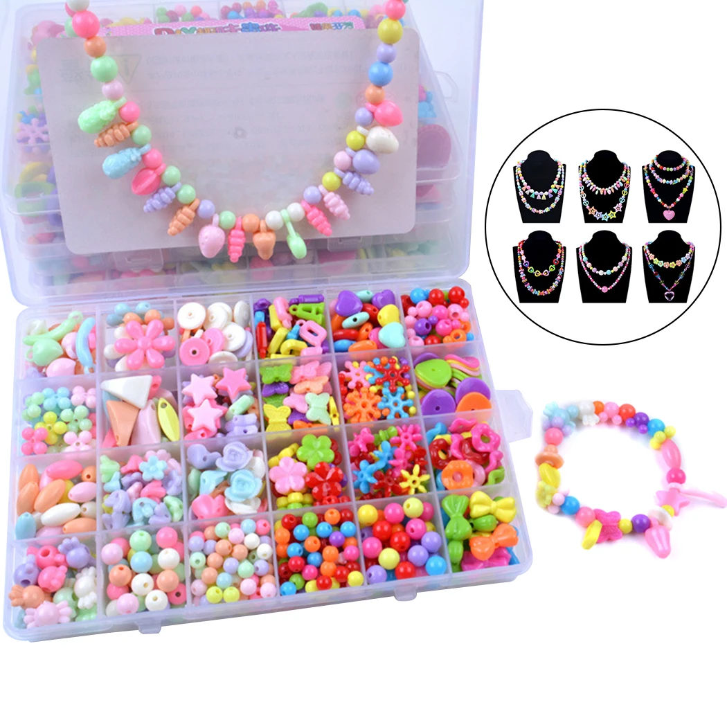 Children DIY Bead Set Assorted Acrylic Kit Jewelry Necklace Bracelet Craft Beads Making | Украшения и аксессуары