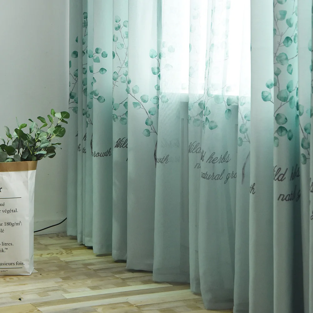 NAPEARL 1 шт. Элегантные занавески-панели с дизайном пасторали, сочетающиеся с гостиной, все свежие нити ткани листьев.