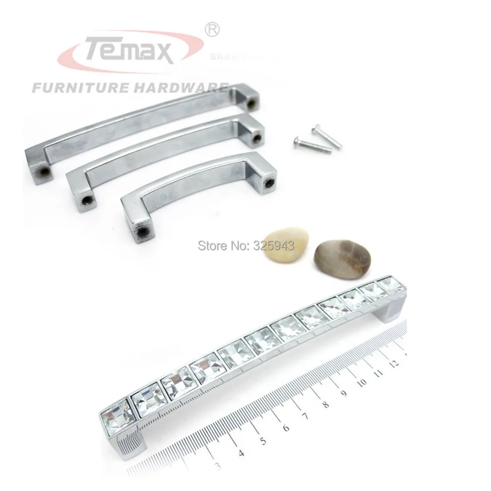 10 шт. 128 мм ясно цинковый сплав квадратный дверные ручки и кристалл ящике комода