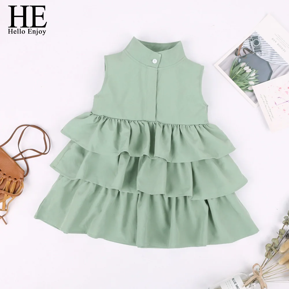 LL1801 green HE Hello Enjoy/детская одежда Вечерние платья для девочек на свадьбу, Модное детское платье-чонсам, кружевное платье принцессы бальное платье одежда для новорожденных юбки - Цвет: LL1801 green