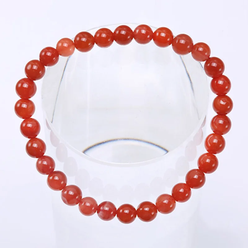 JYX Natural Agate Bracelets for Women 6-7mm Red Prayer Beads Buddhist Bracelet Men Jewelry 8&quot-Selected Nanhong | Украшения и