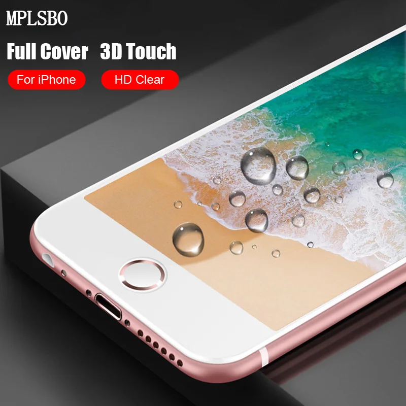 Полноэкранное закаленное стекло MPLSBO 5D для iPhone 7 8 Plus Защитное 6 6S 3D Защитная пленка