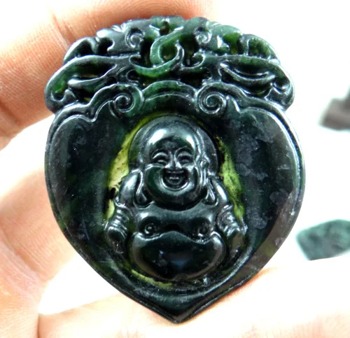 Натуральная искусственная резная статуя счастливого Будды амулет подвеска для