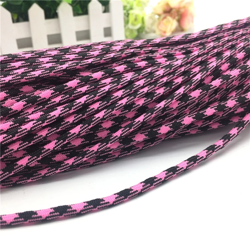 10 yards 4mm Width 7 Strand Parachute Cord Camping Hiking Tent Binding Rope Bracelets Wholesale #01Pink | Дом и сад
