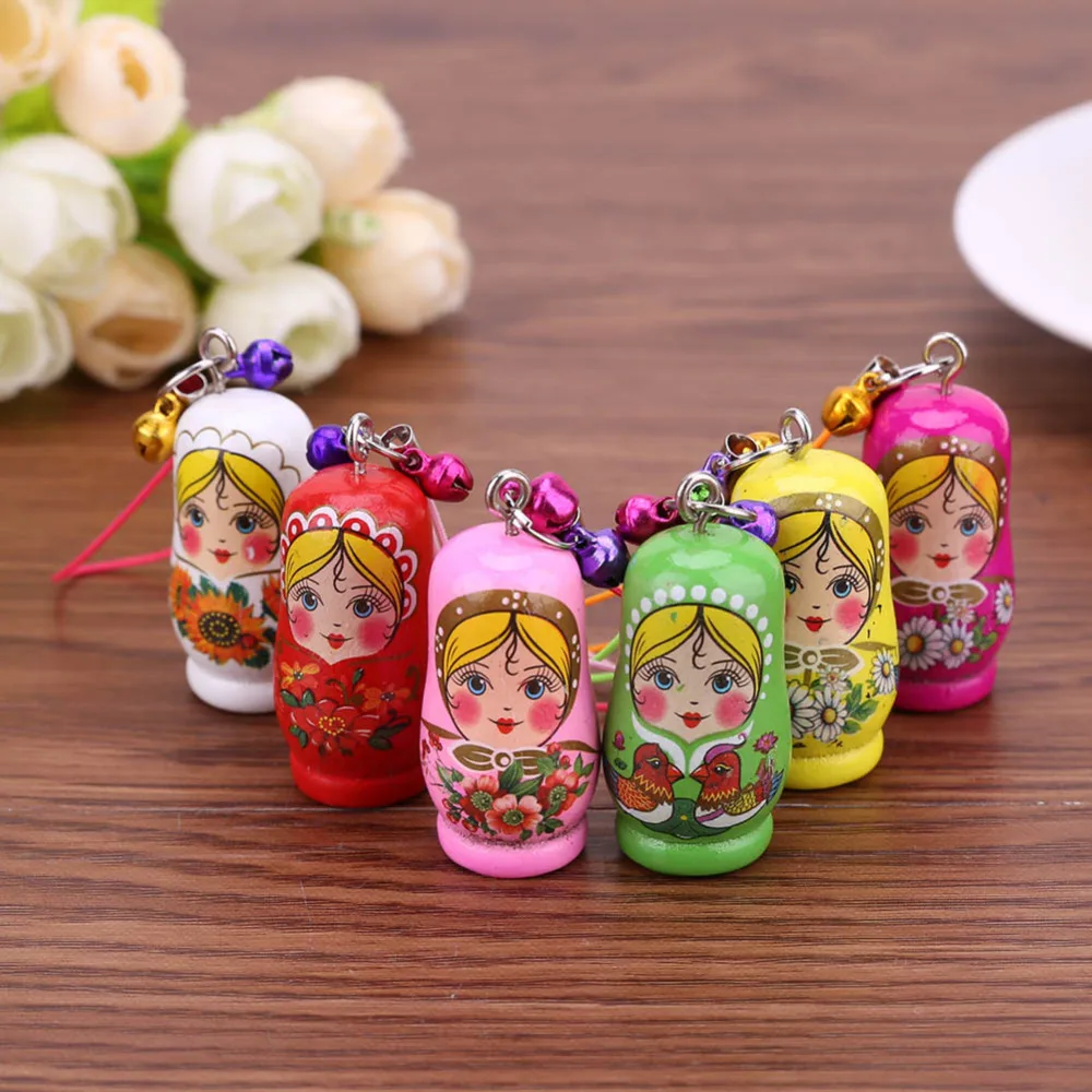 12 шт. креативные деревянные русские пустые Matryoshka куклы брелок для дома автомобиля украшения для сумочки украшения игрушки для детей Подарки
