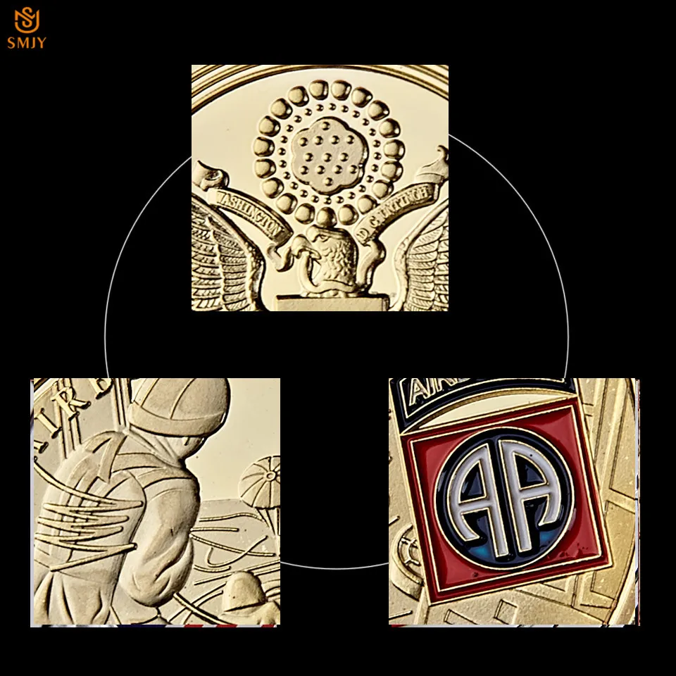 Армия США 82 й авиационный дивизион военный позолоченный металлический жетон