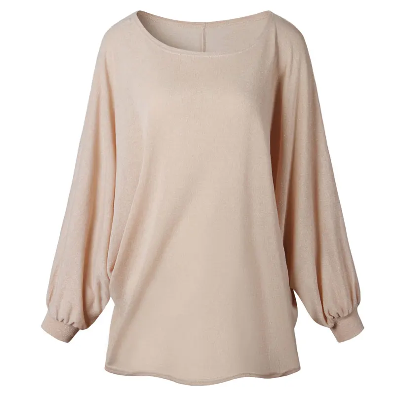 Ebizza Casual Long Batwing Sleeve Sweater Women O Neck Cotton Knitted Loose Pullover Autumn Solid Color Thick Outwear | Женская одежда