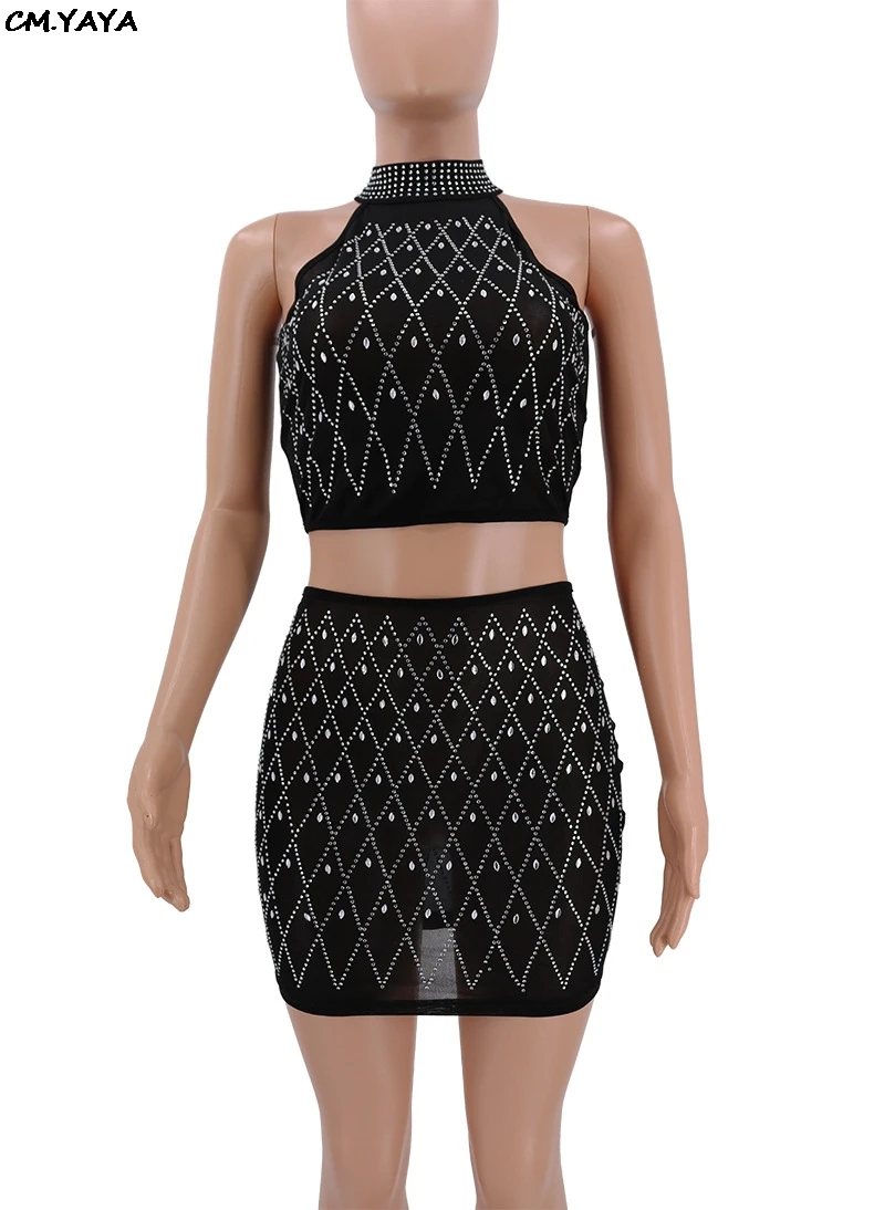 Женский короткий топ без рукавов GLCY8010 облегающий мини костюм из двух предметов