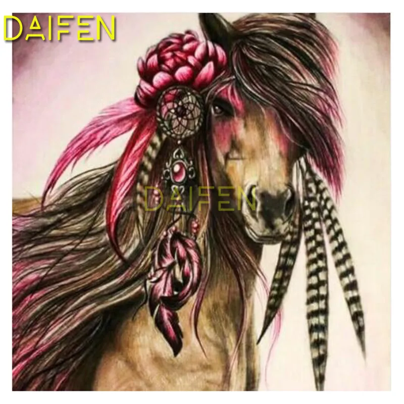 Full Square Diamond painting flower Round embroidery Cross stitch totem DIY 3D mosaic Indian horse | Дом и сад