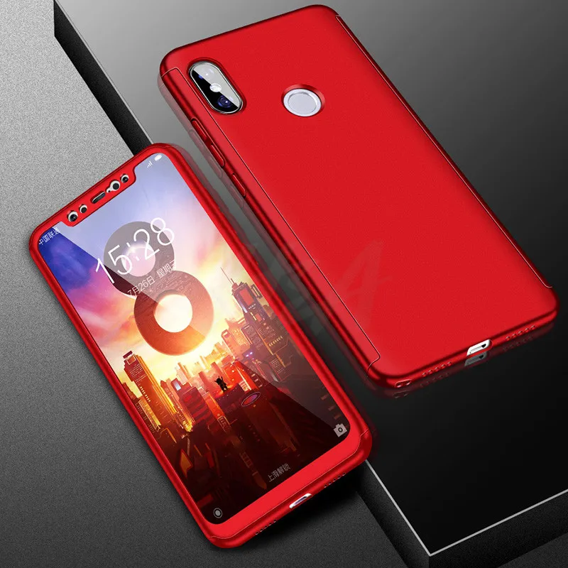 Красный H& A Роскошный 360 Полный чехол для телефона чехол для Xiaomi mi 5 5S Plus mi 5X 6X mi 8 SE противоударный чехол Pocophone F1 со стеклом - Цвет: Красный
