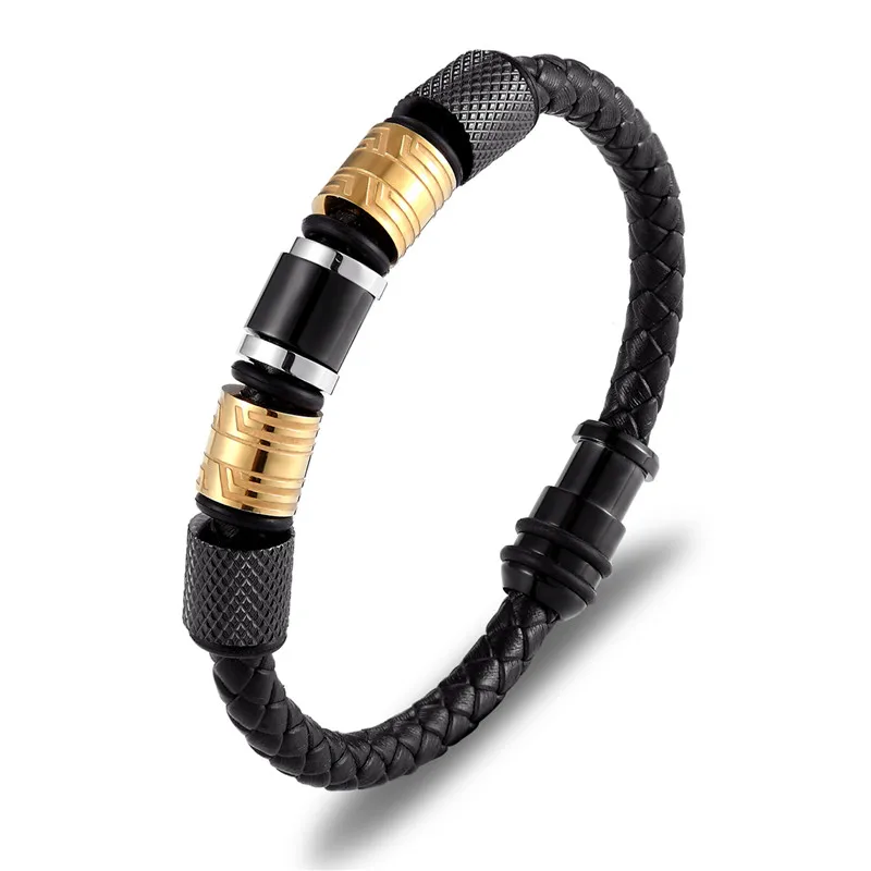 Винтажные золотые Роскошные браслеты из натуральной кожи манжеты для мужчин