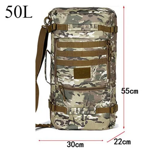 50L CP camouflage Популярный мужской военный рюкзак, водонепроницаемый нейлоновый школьный рюкзак, камуфляжные рюкзаки, многофункциональные мужские дорожные сумки D088 - Цвет: 50L CP camouflage