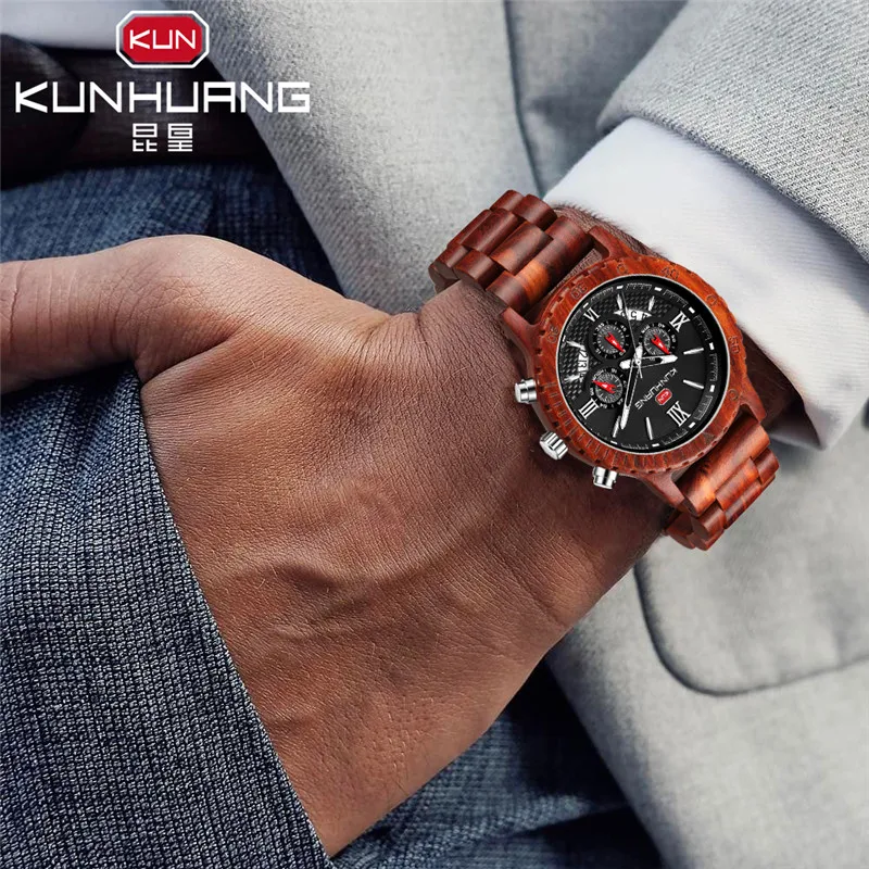 

Wooden Watches Men Luxury Brand Quartz Watch Fashion Chronograph Watch Reloj Hombre Sport Clock Male Hour Relogio Masculino