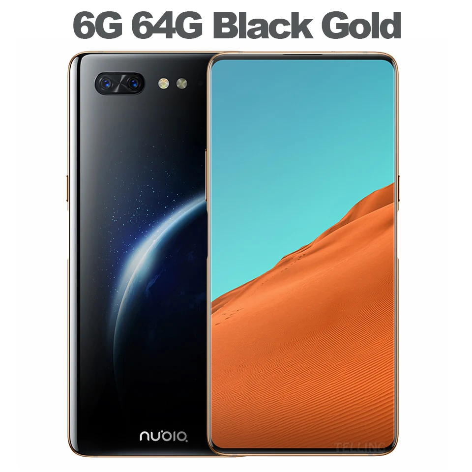 Смартфон zte Nubia X с двойным экраном Android 8,1 4G LTE Snapdragon 845 Octa Core 8G+ 128G ударопрочный мобильный телефон 18W - Цвет: 6G 64G Black Gold