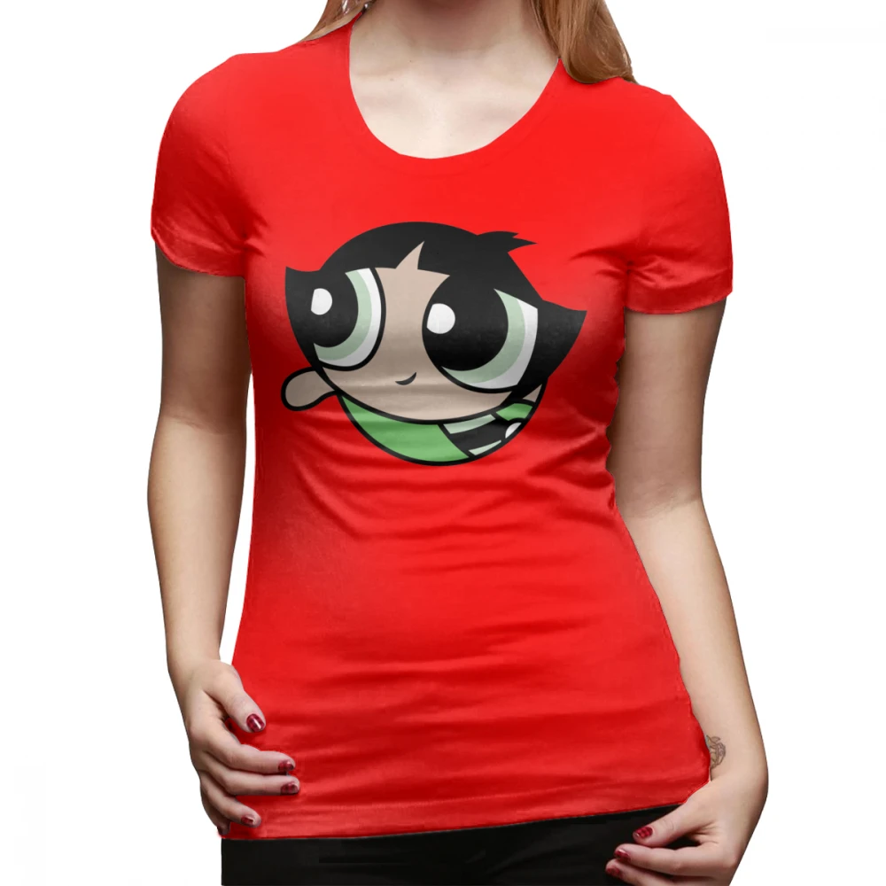 Powerpuff футболка Buttercup футболка с коротким рукавом фиолетовая женская футболка с большим рисунком О-образным вырезом Kawaii уличный стиль женская футболка - Цвет: Красный