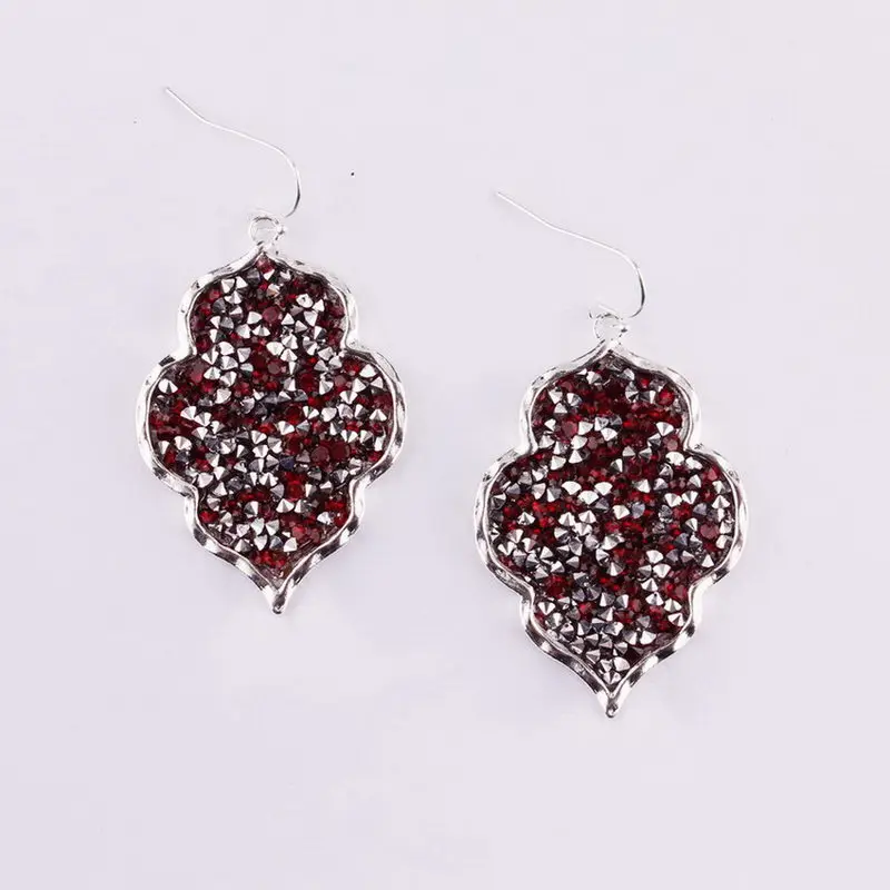 E3617 Silver Red ZWPON, марокканские серьги с кристаллами из смолы, черное сердце для женщин, модные золотые ювелирные серьги - Окраска металла: E3617 Silver Red