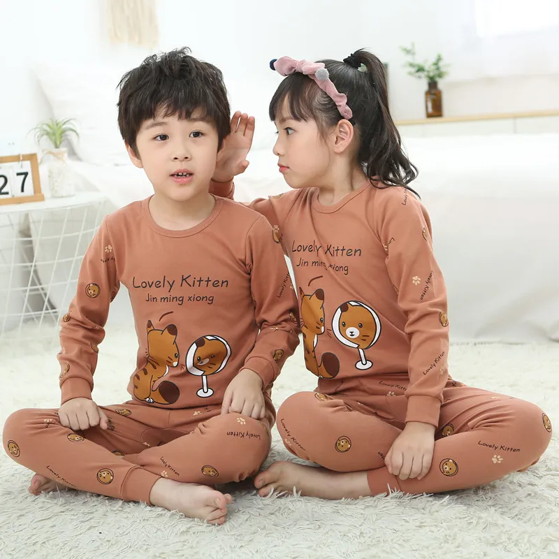 Kids Boys Girls Clothes Baby Pajamas Winter Long Sleeved Homewear Suit Cartoon Children's Sleepwear Pyjamas Kids Nightwear Sets