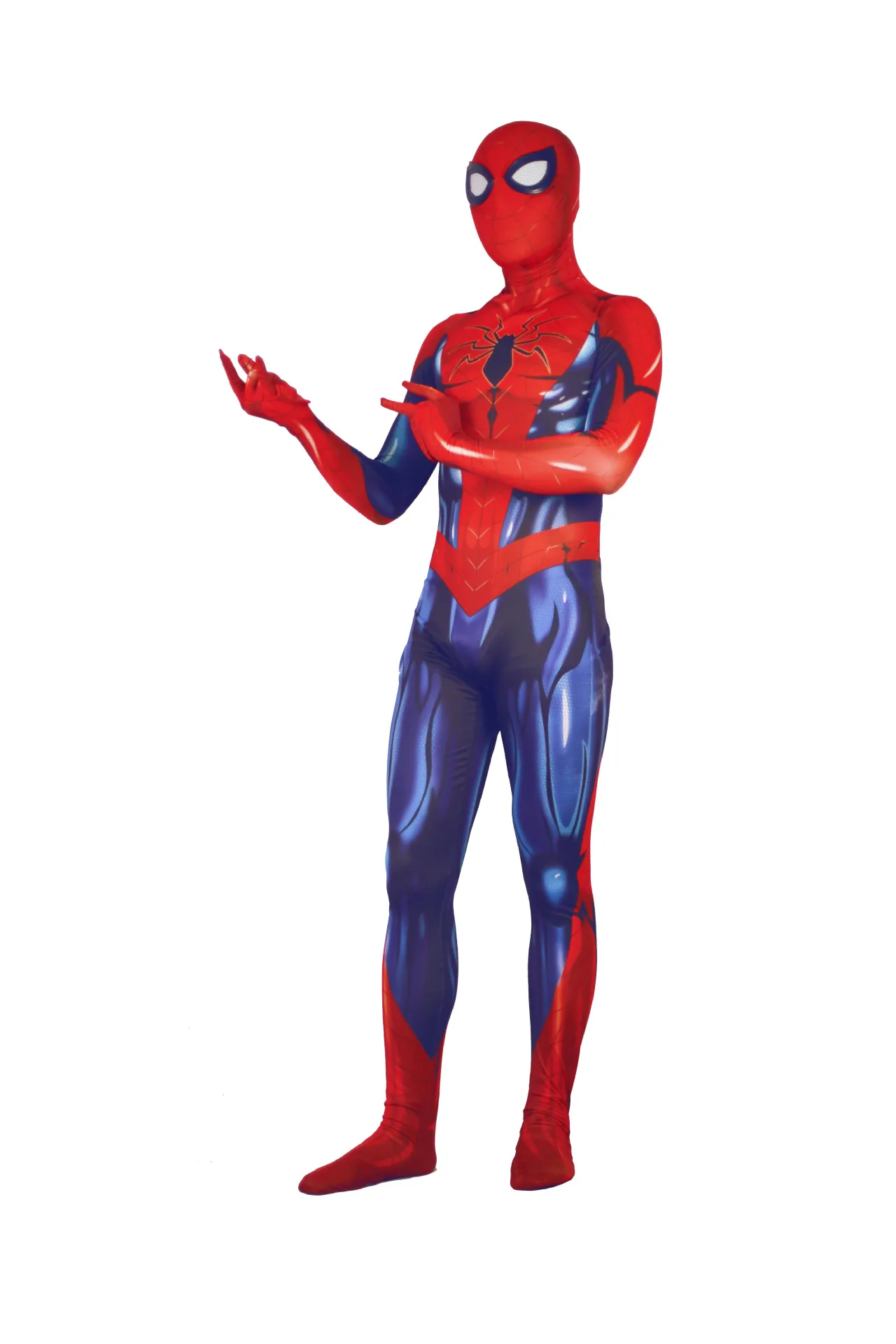 Conjoined mask 3D printed Spider-Armor MK IV Suit All New Spiderman Cosplay Costume Spandex Spider-man Bodysuit - Цвет: Conjoined mask