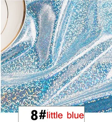 little blue 100*150 см лазерные блестки переливающиеся блестящие ткань с блестками для вышивки многоцветный DIY для одежды вечерние рождественские украшения D666 - Цвет: little blue