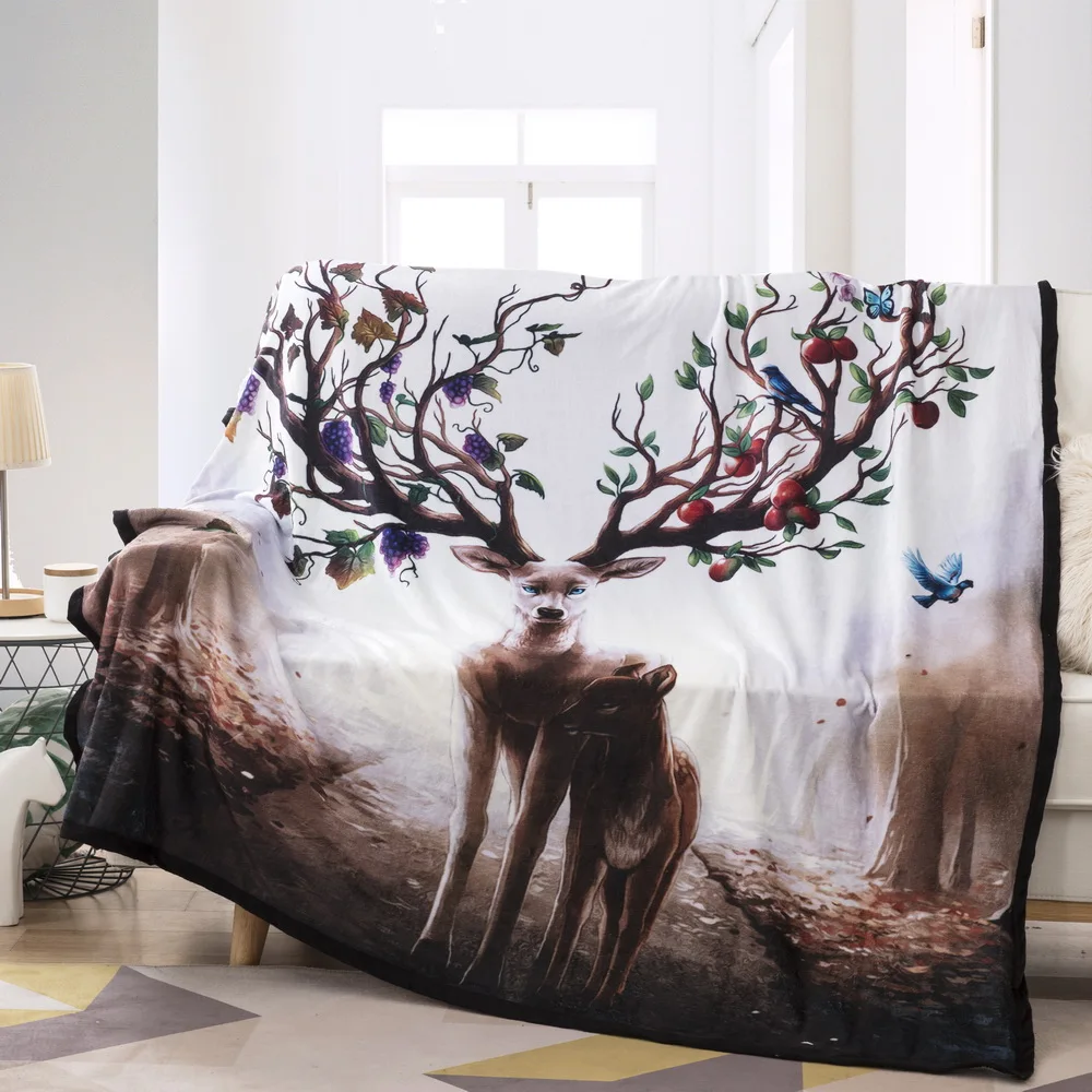 Cilected Elk Семейные печатные пледы одеяло для дивана кровать цветочный Moose животных