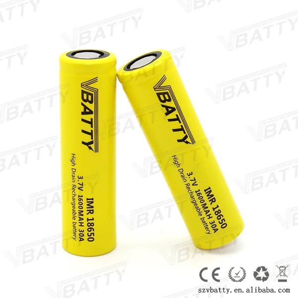 Аккумулятор Vbatty IMR 18650 2000 мАч 15A 3 7 В с кнопочным верхним аккумулятором lug akku