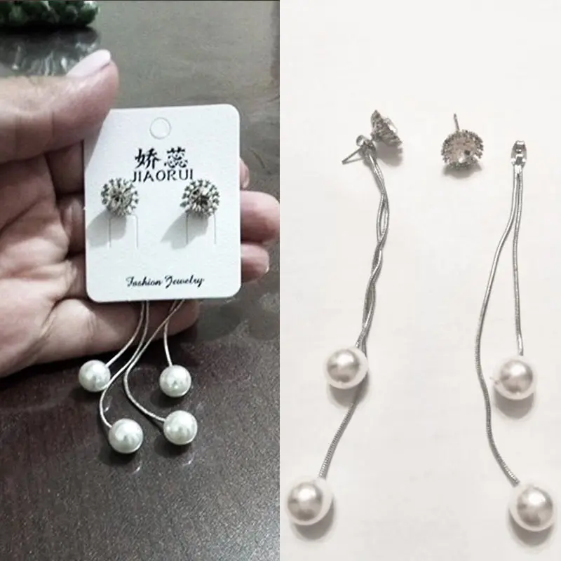 Модные хрустальные высококачественные Серебристые серьги с кисточками 1 пара