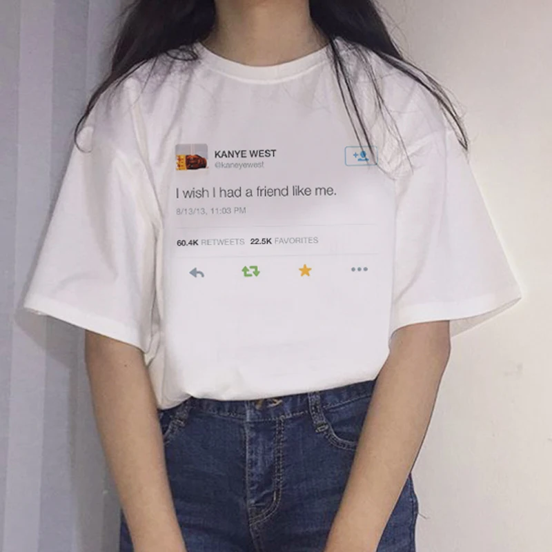 Wish i had a friend like me, женские летние свободные S-2XL больших размеров, новые модные Забавные топы Harajuku, Японские футболки