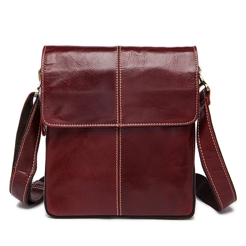 

retro Men Tote Casual Briefcase Business Shoulder thread Leather male Messenger Bags iphone ipad Handbag Men's Bag Flap Pocket