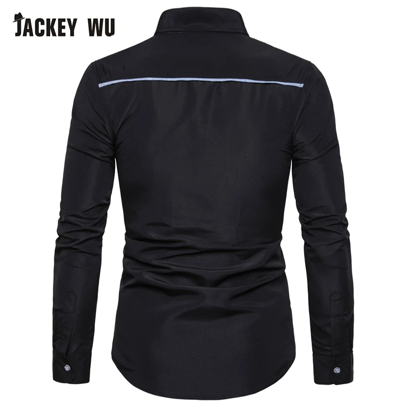 Бренд JACKEYWU повседневные мужские рубашки 2019 модные сшитые джинсовые с длинным