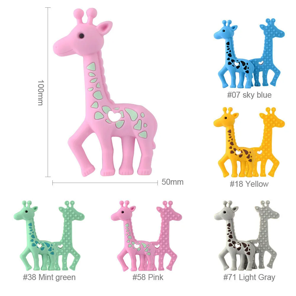 10pcs Cute Giraffe Baby Teether Silicone Teething Toys Funny Necklace Pacifier Pendants Food Grade Teethers | Мать и ребенок