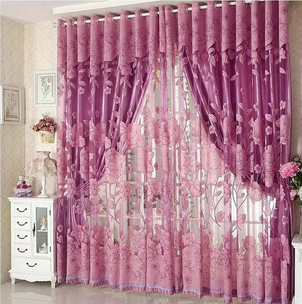 Design No 3 Curtain Роскошные оконные занавески s для гостиной затемненные занавески+ тюль для обработки окна отеля бисером красный/фиолетовый/коричневый/серый - Цвет: Design No 3 Curtain