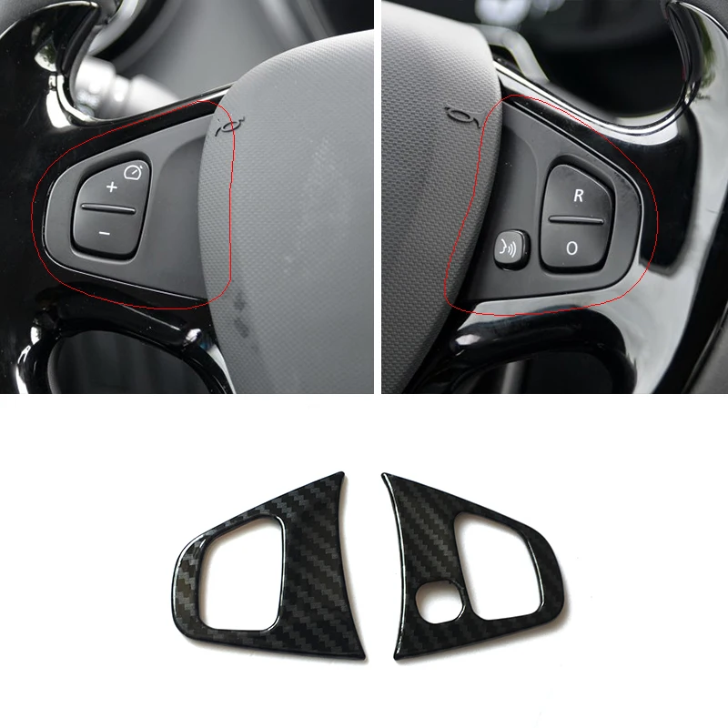 For Renault Clio 4 Clio4 2013 14 15 16 17 2018 ABS Carbon Fiber Car Steering Wheel Trim Cover Sticker Interior Accessories 2pcs