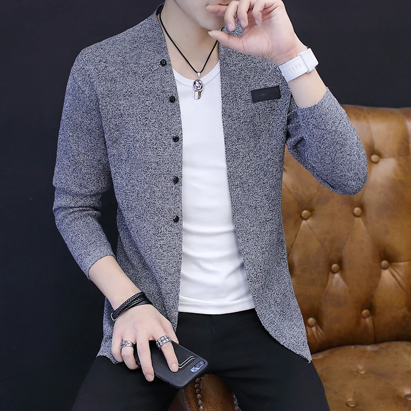 

Fall 2022 new men sweater knitting cardigan on outside Cultivate one's morality fashion sweater thin model