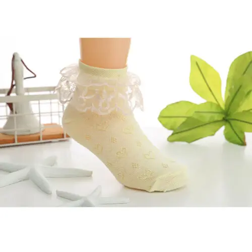 Детские хлопковые носки с оборками милые кружевные оборки по щиколотку для