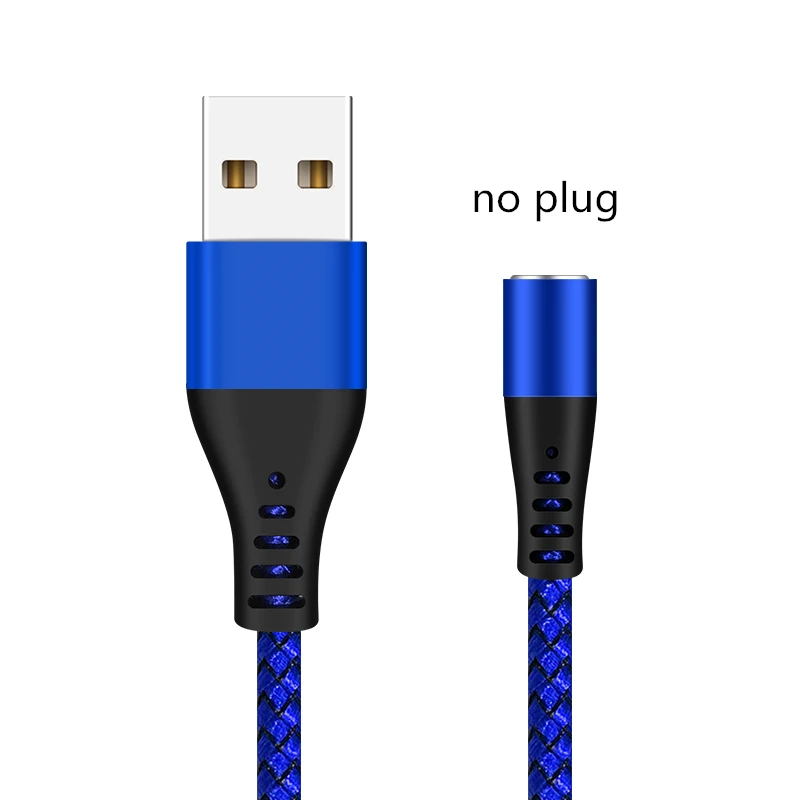 Blue Cable No Plug GREENPORT Круглый Магнитный кабель Micro usb type C кабель для iphone xs max samsung S8 S9 зарядки мобильного телефона Android зарядное устройство Шнур - Цвет: Blue Cable No Plug