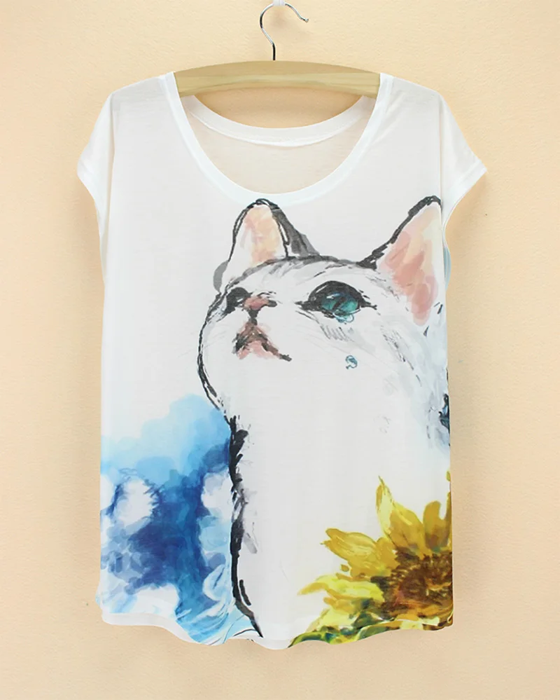 Женский хлопковый свитшот с принтом кошка|printed vest top|top 20 electronic musictop selling prints |